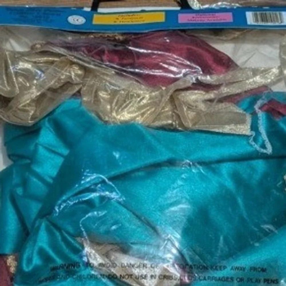 Glitter Clown Deluxe Child Costume Jester‎ Jumpsuit Teal Magenta Large 12-14